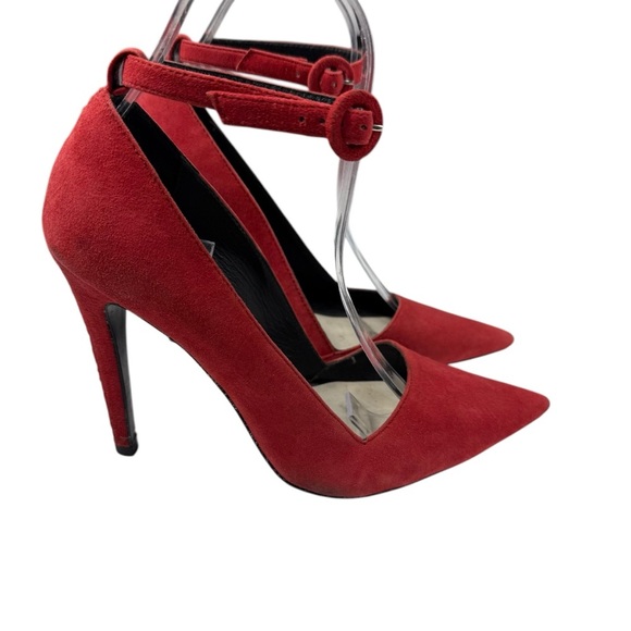 Alice + olivia Makayla Red Suede Pumps With Ankle Strap size 38 - Picture 1 of 8